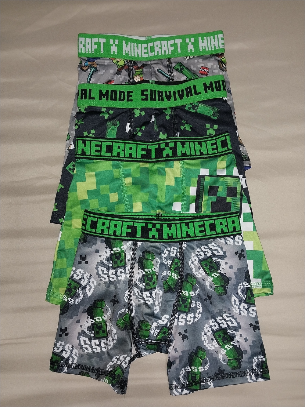 Minecraft Kids' Green Creeper Boxer Briefs - Pack